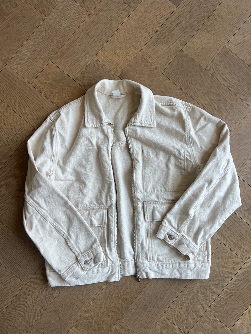 Women’s Cream Zip-Front Workwear Jacket